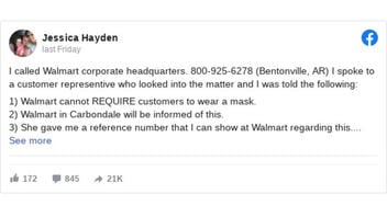 Fact Check: Walmart Can And Does Require All Shoppers To Wear Face Masks; 'Reference Number' Will Not Exempt You