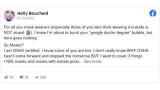 Fact Check: 'OSHA Certified' Troll's Analysis Does NOT Burst Face Mask Wearer's 'Google Doctor Degree' -- Face Masks Do Help Slow COVID-19 Spread
