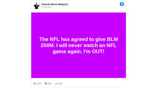 Fact Check: NFL Did NOT Agree To Give $250M To BLM