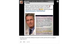 Fact Check: Dr. Fauci Did NOT Say In 2005 That Hydroxychloroquine Was Both A Cure And A Vaccine For Coronavirus