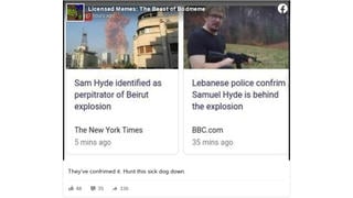 Fact Check: Sam Hyde Is NOT Identified As Perpetrator Of Beirut Explosion