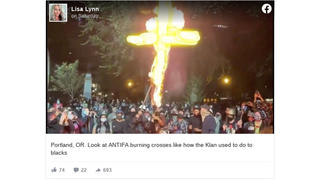 Fact Check: Antifa Protestors Did NOT Burn A Cross In Portland 