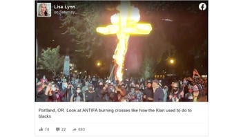 Fact Check: Antifa Protestors Did NOT Burn A Cross In Portland 