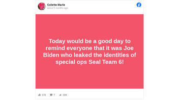 Fact Check: Joe Biden Did NOT Leak The Identities Of SEAL Team 6 Members