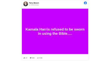 Fact Check: Kamala Harris Did NOT Refuse To Be Sworn In Using The Bible