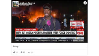 Fact Check: CNN DID Use The Chyron 'Fiery But Mostly Peaceful Protests After Police Shooting'
