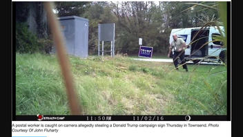 Fact Check: A USPS Carrier Was Caught On Camera Stealing A Trump-Pence Campaign Sign... In 2016