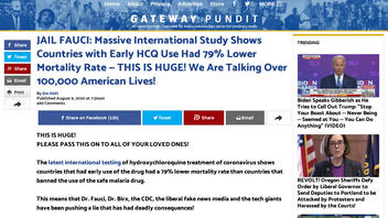 Fact Check: NO 'Massive International Study' Shows Countries with Early HCQ Use Had 79% Lower Mortality Rate