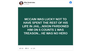 Fact Check: Nixon Did NOT Pardon The Late John McCain -- McCain Was Never Charged With Anything, Never A Reason For A Pardon