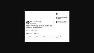 Fact Check: RBG Did NOT Tweet On The Day She Died 'I Have Information That Will Lead To The Arrest Of Hillary Clinton'