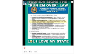 Fact Check: Florida Governor Did NOT Sign A 'Run Em Over' Law  