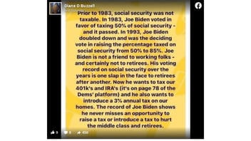 Fact Check: Joe Biden Voted For Taxing 50% Of Social Security For Higher Incomes In 1983; He Was NOT The 'Deciding Vote' To Raise It To 85% In 1993