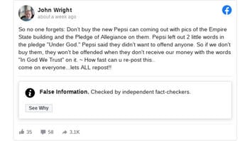 Fact Check: Pepsi Did NOT Omit 'Under God' From An Upcoming Can Design Featuring Part Of The Pledge Of Allegiance
