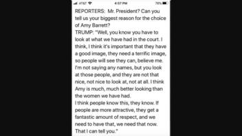 Fact Check: Trump Did NOT Tell Reporters The Main Reason He Nominated Amy Barrett Was Because She Is Attractive 