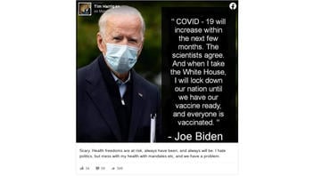 Fact Check: Biden Did NOT Say If He Is Elected President He Will Lock Down The Country Until A Vaccine Is Ready And Everyone Is Vaccinated