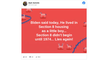 Fact Check: Joe Biden Did NOT Say He Lived In Section 8 Housing As A Boy