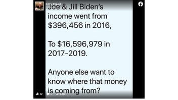 Fact Check: The Bidens' Income DID Go From $396,456 In 2016 To $16.5 Million For 2017-2019 -- It's In Public Records: Increases From Book Deals, Speaking Dates