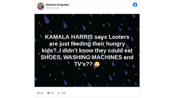 Fact Check: Kamala Harris Did NOT Say 'Looters Are Just Feeding Their Hungry Kids'