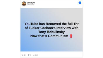 Fact Check: YouTube Did NOT Remove Tucker Carlson's Full Interview With Tony Bobulinski
