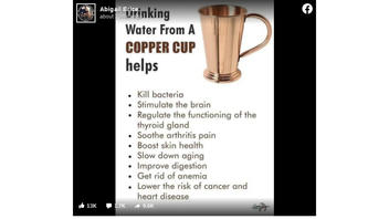 Fact Check: NOT Enough Science Backing Claims That Drinking Water From Copper Cup Yields Host Of Health Benefits