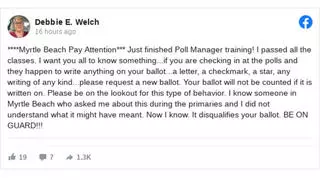 Fact Check: Poll Managers In Myrtle Beach Have NO Reason To Write On Ballot And It Will NOT Be Disqualified If A Poll Manager Writes On It