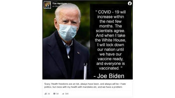Fact Check: Biden Did NOT Say If He Is Elected President He Will Lock Down The Country Until A Vaccine Is Ready And Everyone Is Vaccinated