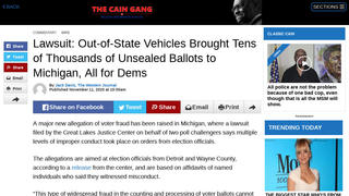 Fact Check: Lawsuit Does NOT Claim Out-Of-State Vehicles Brought Tens Of Thousands Of Unsealed Ballots To Michigan, All For Dems