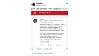 Fact Check: Sen. Loeffler Did NOT Post On Parler That Stacey Abrams Can't Be Allowed To Register Hundreds Of Thousands Of Black Georgia Voters Again