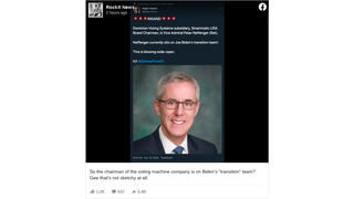 Fact Check: Dominion Voting Systems Subsidiary Board Chairman Is NOT On Joe Biden's Transition Team