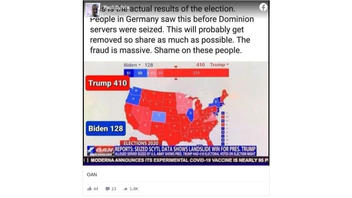 Fact Check:  'Actual Results Of The Election' Do NOT Show Donald Trump With More Electoral College Votes Than Joe Biden