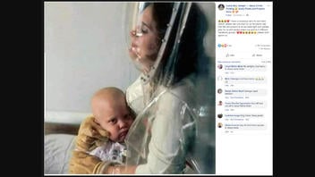 Fact Check: Photo Does NOT Show Mother With COVID-19 Holding Child With Cancer