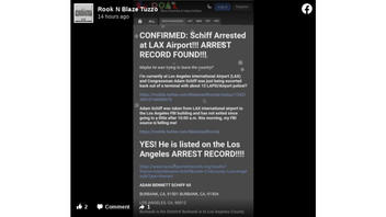 Fact Check: Website Screenshot and Tweets Are NOT Evidence FBI Arrested Adam Schiff at LAX Airport