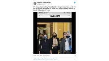 Fact Check: This Is NOT A Photo Of Nancy Pelosi Being Arrested By 'U.S. Marshalls' -- She's Walking To Her Office