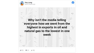 Fact Check: The United States Did NOT Go From The 'Highest' In Exports In Oil And Natural Gas To The 'Lowest' In One Week