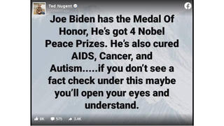 Fact Check: Joe Biden Does Not Have The Medal Of Honor, 4 Nobel Peace Prizes, And Did NOT Cure AIDS, Cancer, Autism