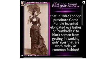 Fact Check: False Eyelashes Were NOT Invented By A Prostitute Named Gerda Puridle in 1882