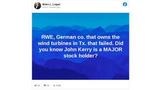 Fact Check: John Kerry Is NOT A Major Stockholder In RWE, Which Has Wind Turbines In Texas