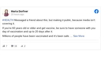 Fact Check: There Is NO Proof 2,000 People Died From The COVID-19 Vaccine And People Over 60 Do NOT Need To Have Someone With Them For 20 Days After The Shot For Health Precautions