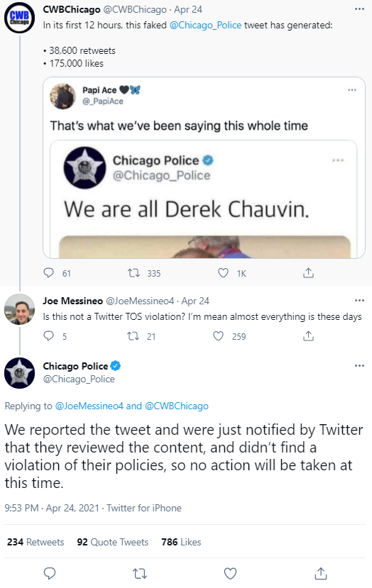 CPD reaction to fake chauvin tweet.PNG