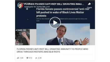 Fact Check: New Florida Law Does NOT Grant Total Immunity To 'People Who Drive Through Rioters' -- Only Civil Immunity