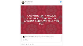 Fact Check: A 'Quarter Of A Million Illegal Votes' Were NOT Found In The Arizona Audit