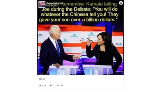 Fact Check: Kamala Harris Did NOT Say, 'You Will Do Whatever The Chinese Tell You' To Joe Biden During Debate