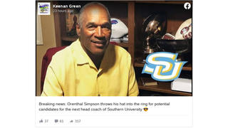 Fact Check: O.J. Simpson Did NOT Throw Hat Into Ring To Be Head Football Coach At Southern University