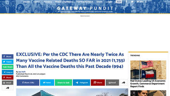 Fact Check: The CDC Did NOT Report Twice As Many Vaccine-Related Deaths In 2021 As In The Past Decade