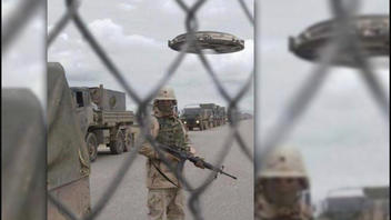 Fact Check: Picture Of Military Convoy Did NOT Originally Include UFO -- It's A Photoshop Contest