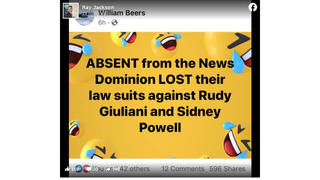 Fact Check: Dominion Did NOT Lose Its Lawsuits Against Rudy Giuliani And Sidney Powell