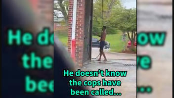 Fact Check: Police Officer Did NOT Assist Homeless Man Showering In Car Wash -- It's a Skit