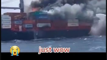 Fact Check: The Container Ship Pictured On Fire Is NOT Evergreen's Ever Given -- It's The X-Press Pearl
