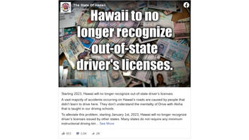 Fact Check: Hawaii Did NOT Say It Will Stop Recognizing Out-of-State Driver's Licenses