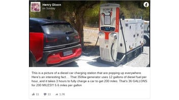 Fact Check: Photo Does NOT Show Electric Car Getting 5.6 Miles Per Gallon Charging Via Diesel Generator